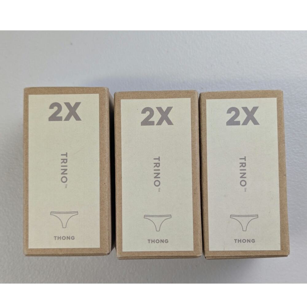 allbirds Trino Thong Underwear Set of 3 Panties Womens 2X Beige Wheat Wool Blend